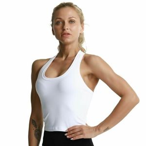 White Seamless Sports <b>Bra</b> Tank Top Women Workout Fitness Athletic Wear High Neck Supportive <b>Stretch</b> Top - Product Image 1