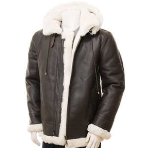 Chaqueta de piel de oveja para hombre, estilo clásico con cremallera, forro de lana gruesa, talla grande. - Product Image 5