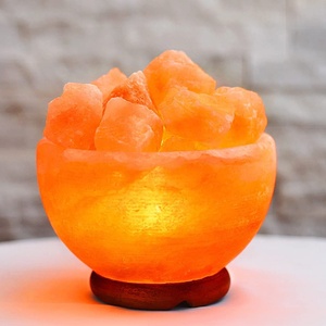 Lampe de sel de l'Himalaya IMPEX PAKISTAN, artisanat naturel écologique fait main, base en bois sculptée, logo personnalisé, décoration maison, Halloween, nouveauté - Product Image 2