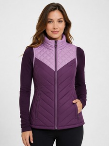 Women's Knitted Padded <b>Puffer</b> Vest Stand Collar Zip <b>Crop</b> Sleeveless <b>Jacket</b> Waterproof Windproof Eco-Friendly Spring <b>Puffer</b> Vest - Product Image 1