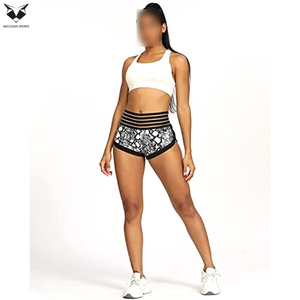 Nuevo diseño, el mejor producto: pantalones cortos de yoga para mujer, de cintura alta, con efecto levanta glúteos, para fitness al aire libre, en colores blanco y negro. - Product Image 2