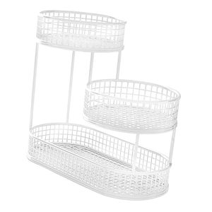 Cesta de Frutas de Tres Niveles, Estante de Almacenamiento Rectangular Blanco Apilable, Organizador de Cocina de Diseño Minimalista - Product Image 4