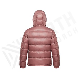 Hooded Quilted Waterproof <b>Bubble</b> Jacket Black Full Sleeve Winter Windproof Cotton Shell Knitted Fabric Polyester Filling Stand - Product Image 2