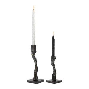 Handmade Decorative Metal Candle Holder with Laser Cut ArtworkTapered Wood <b>Candlestick</b> Holder <b>Black</b> with Gold Accents Home Decor - Product Image 4