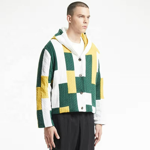 Knitted Velour Waterproof Sweater Hoodie <b>Jacket</b> for <b>Men</b> Yellow and Green Sport Casual Coat Customizable - Product Image 4