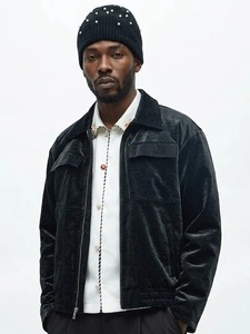 <b>Cropped</b> Coated Padded Leather Bomber <b>Jacket</b> - Product Image 1
