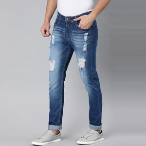 Jeans droits pour homme de qualité supérieure, motif uni, denim élégant, streetwear, respirant, coupe slim, denim extensible pour homme - Product Image 3