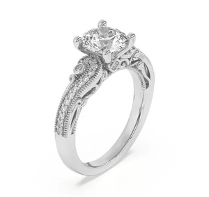 Bague de mariage 2,00 carats, taille brillant ronde, clarté VS1, couleur F, style vintage pavé, certifiée IGI, or blanc 14 carats, diamant de laboratoire - Product Image 4