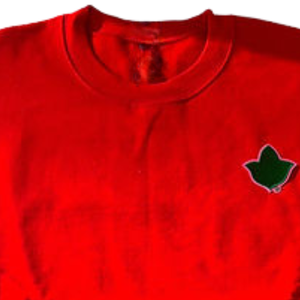 Red Crew Neck Sweatshirt with <b>Black</b> and Green Leaf Applique <b>Long</b> Sleeve Pullover Casual Women's Fashion <b>Top</b> Cozy Streetwear - Product Image 2