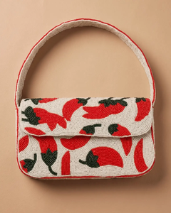 Sac à bandoulière en perles brodées motif piment, style bohème, avec fermeture à rabat, pour usage quotidien toutes saisons - Product Image 1