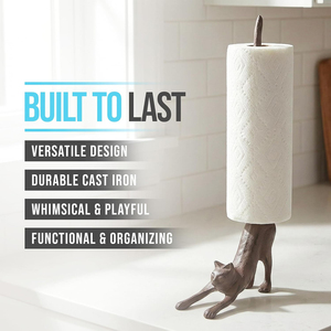 Porte-serviettes en papier ou porte-papier toilette décoratif Yoga Cat - Support en fonte pour serviettes en papier en forme de chat - Product Image 4