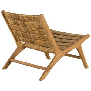 Fauteuil de salon moderne en teck massif, écologique, durable, à profil bas, avec dossier en rotin naturel tressé à la main, pour salon et patio - Product Image 4