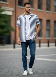 Camisa Formal de Hombre de Alta Calidad, Personalizada, con Cierre de Botones, Manga Corta, Estampado Floral, 100% Algodón, Transpirable, Ecológica, para Fiestas - Product Image 5