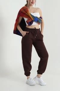 EVER GLOW Anti-Wrinkle Drawstring Closure Mid Waist Full-<b>Length</b> Side Pocket Sport Leggings 100% Cotton Canvas Winter Pants <b>Women</b> - Product Image 3