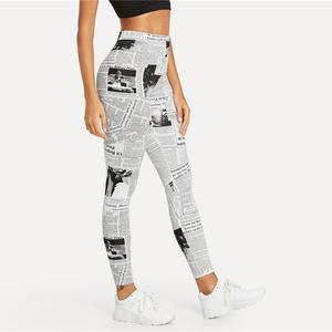 Women's Fashion Style Plaid High <b>Elastic</b> Waist Breathable Yoga Pants with <b>Lace</b> Decoration Spandex/Polyester Wholesale Pakistan - Product Image 2