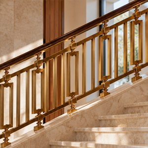 Rampe en laiton géométrique pour hôtels de luxe, villas et escaliers modernes - Product Image 1