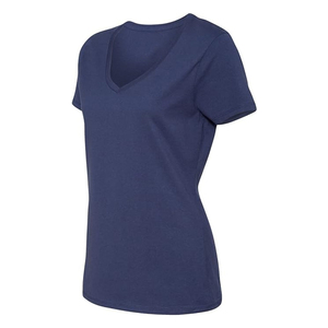 T-shirts décontractés personnalisés à col en V profond 100 % coton à manches courtes pour femmes, imprimés, grande taille, service OEM - Product Image 2