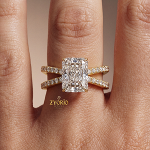 Radiant Cut Lab Grown Diamond VVS2 Clarity 1 Carat 925 Silver Luxury Engagement <b>Ring</b> with <b>Split</b> Shank Band for Wedding & Party - Product Image 3