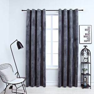 Antracite 54 "x 63" tende oscuranti in velluto con anelli Set 2 pezzi - Product Image 1