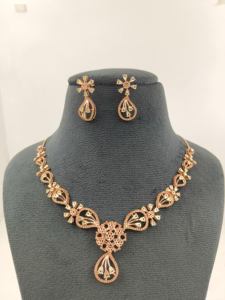 Conjunto de Collar de Oro 18K con Diamantes Naturales de Moda, Elegante Montura Ghat, Joyería Nupcial para Mujer, Chapado en Rodio - Product Image 5