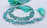 Natürlicher himmelblauer Apatit, glatte birnenförmige Briolette 5x7MM, hellblaue Apatit-Edelsteinperlenstränge für die Schmuckherstellung im Großhandel.