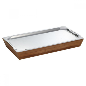 Plateau de service rectangulaire au design moderne, en métal et avec motif boisé, pour table à manger, plateaux de service alimentaire, fournitures pour maisons et hôtels - Product Image 3