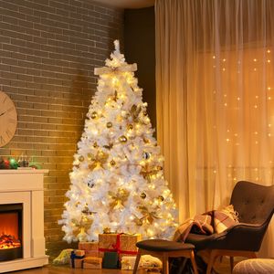 Gonna per Albero di Natale a Forma di Pino da 7,5 Piedi con Cerniere, Fai da Te, 400 Luci LED Bianche Calde, Elegante Ornamento Artificiale per Albero di Natale - Product Image 3