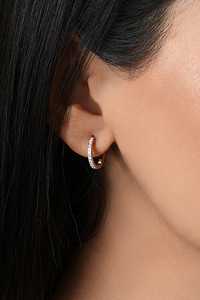 <b>Hoop</b> <b>Earring</b> 14K 18K <b>Solid</b> Gold Round Cut Lab Grown Solitaire Everyday Wear Classic Elegant Chunky Huggies For Women Manufacture - Product Image 2