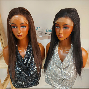 Raw Vietnamese Hair Super Double Drawn Bone Straight Lace Front Wigs Hight Quality Single Drawn Human Hair Wigs for Black Women - Product Image 1