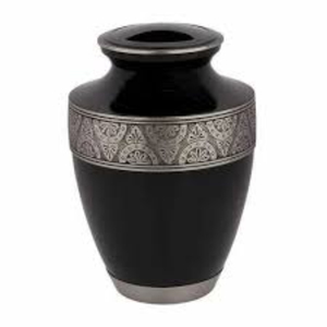 Urna Funeraria de Latón Macizo para Adultos, Acabado en Esmalte Blanco Perla, con Banda Plateada Grabada a Mano, Recipiente Metálico para Cenizas Conmemorativas - Product Image 5