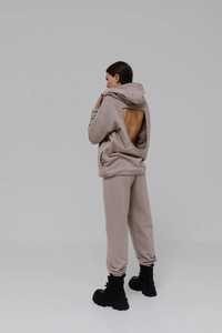 Ensemble de survêtement gris à capuche pour femme, manches longues, couleur unie, coupe ample, sweat-shirt décontracté et pantalon avec poches latérales et taille élastique - Product Image 3