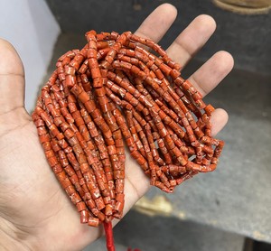 ลูกปัดปะการังสีแดงอิตาลีธรรมชาติ รูปทรงหลอดเรียบ ลูกปัดพลอยทำมือแบบหลวมๆ ขายตรงจากโรงงาน ขนาดฟรีไซส์ และลูกปัดขนาดเล็ก - Product Image 1