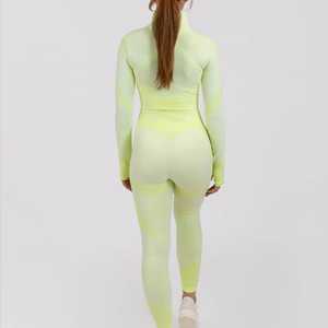 Conjunto de Yoga para Mujer, Color Sólido, Leggings de Cintura Alta, Top Corto, Espalda Cruzada, Sin Costuras, Transpirable, Spandex, Poliéster, Ropa Deportiva - Product Image 3