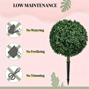 Juego de 2 Árboles Esféricos de Álamo Artificial, Relleno para Jarrones de Boj, Planta Artificial Duradera y Fácil de Cuidar - Product Image 3