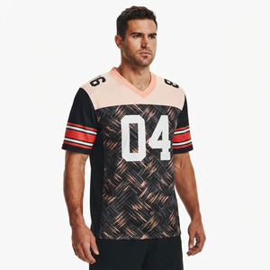 Maillot de football américain pour hommes avec col en V, maillot de football américain à manches courtes pour hommes, maillot de football américain sublimé pour hommes - Product Image 1