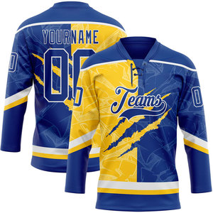 เสื้อฮอกกี้น้ำแข็งแบบยูนิเซ็กซ์ โพลีเอสเตอร์ 100% พิมพ์ลายด้วยความร้อน OEM พร้อมโลโก้สั่งทำ - Product Image 1