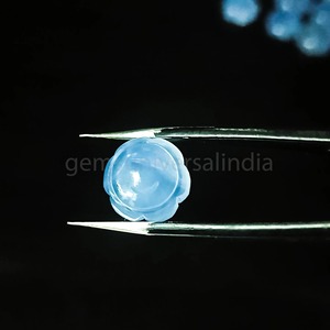 Ágata de Encaje Azul Natural en Forma de Girasol, Gema Tallada a Mano de 12mm, Amuleto de Flor de Cristal para Fabricación de Joyas, Precio al por Mayor, Venta a Granel - Product Image 2