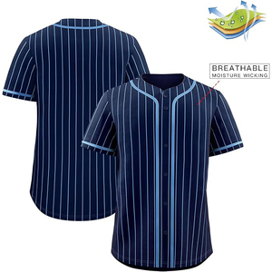 Maillot de baseball rayé bleu marine et bleu clair pour équipe, personnalisé, respirant, par sublimation, uniforme sportif haute performance - Product Image 2
