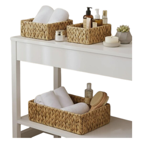 Paniers de rangement en jacinthe d'eau tressés à la main, organiseur décoratif, lot de 3 - Product Image 3
