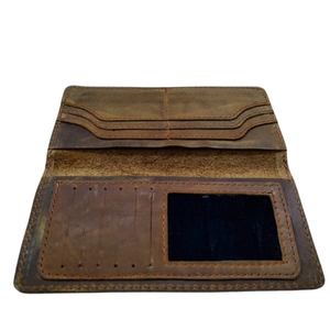 Vertical Long <b>Wallet</b> Vintage Distressed Leather Slim Checkbook <b>Passport</b> <b>Holder</b> Multi Card Slots ID Window Cash Pocket Organizer - Product Image 5