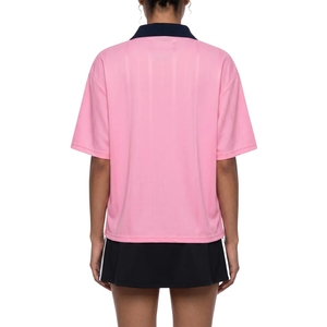 Camiseta de Rugby para Mujer, Color Rosa y Negro, Cuello Alto, Estilo Deportivo Holgado, Personalizable al por Mayor - Product Image 4