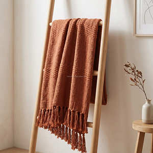 Plaid en coton à carreaux marron chocolat 50x60 pouces, tissé à la main, pour canapé, décoration d'intérieur confortable, vente en gros - Product Image 4