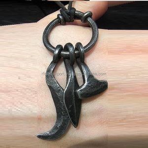 Cadeaux forgés Viking, collier fait main, amulettes faites à la main, pendentif Viking. Bijoux en fer, amulette Viking, pendentif marteau, forgé - Product Image 5