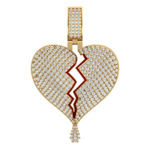 Pendentif Cœur Brisé Personnalisé en Argent et Moissanite, Bijoux Hip Hop, Collier Breloque Cœur Brisé Entièrement Pavé de Diamants pour Hommes et Femmes - Product Image 1
