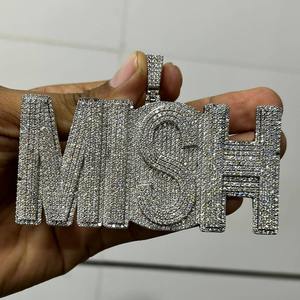 Colgantes y Dijes Finos: Colgante de Moissanita VVS con Letra Personalizada, Joyería Fina Hip Hop Iced Out, Colgante de Diamantes de Plata 925 para Hombre - Product Image 4