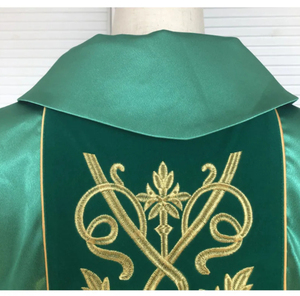 Casulla Dorada para Sacerdote Católico con Estola, Hecha a Medida, de Alta Calidad, Nuevo Diseño, Túnica Bordada - Product Image 4