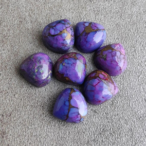 Cabochon Cœur en Cuivre Violet et Turquoise Poli, Dos Plat, Pierre Calibrée, Pierre Libre pour la Fabrication de Bijoux, Toutes Tailles Disponibles - Product Image 4