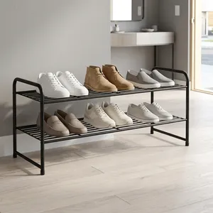 Wide Metal <b>Shoe</b> Rack Organizer | Heavy Duty Stackable <b>Shoe</b> <b>Storage</b> Rack for Entryway Closet Bedroom Living Room | <b>Space</b> <b>Saving</b> - Product Image 1