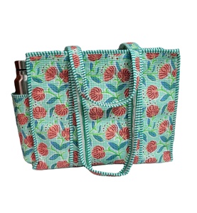 Bolso de mano acolchado de algodón 100% personalizable hecho a mano de La India, ecológico, largo para uso diario, compras, regalos para almacenamiento de vino - Product Image 1