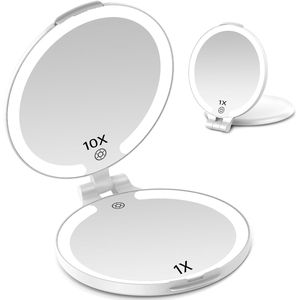 Specchio per il Trucco Portatile Ricaricabile 1X/10X con Luce, Interruttore Touch e Luminosità Regolabile, Specchio da Viaggio per Uso in Movimento - Product Image 1